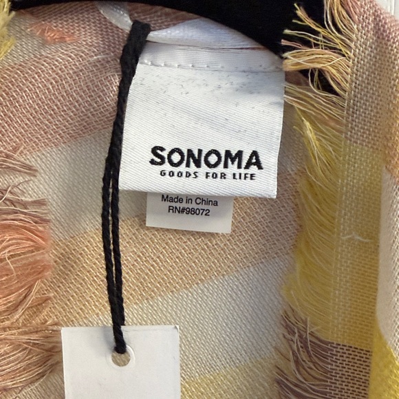Sonoma Cream Shawl with Yellow and Brown Stripes - Picture 2 of 6